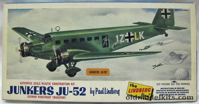 Lindberg 1/160 Junkers Ju-52 German Paratroop Transport, 462-50 plastic model kit